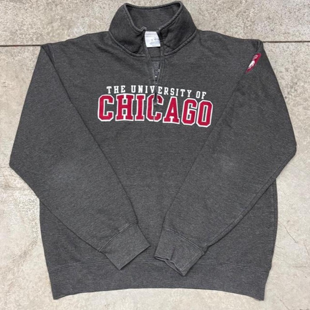 University of Chicago Men's Vintage Champion Quarter Zip Sweatshirt Sz Large